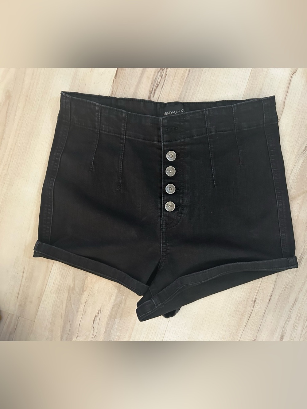 Kendall + Kylie Icon Shorts Black High Rise Women’s 11/30 Button Fly Denim - Picture 4 of 12